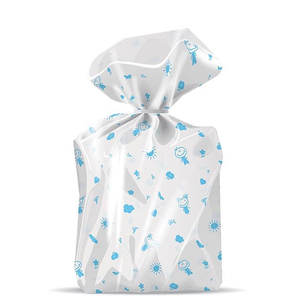 Saquinho Transparente Infantil Azul 10x15cm - 100 Un