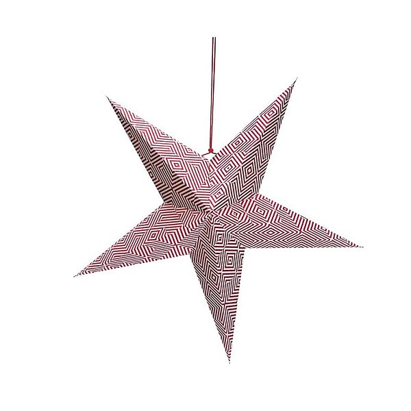 Estrela de 5 Pontas Decorada Vermelho 35cm (Origami)