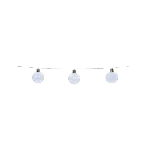 Iluminação de Natal - Pisca Pisca com Bolas Led Jateado Branco 8cm