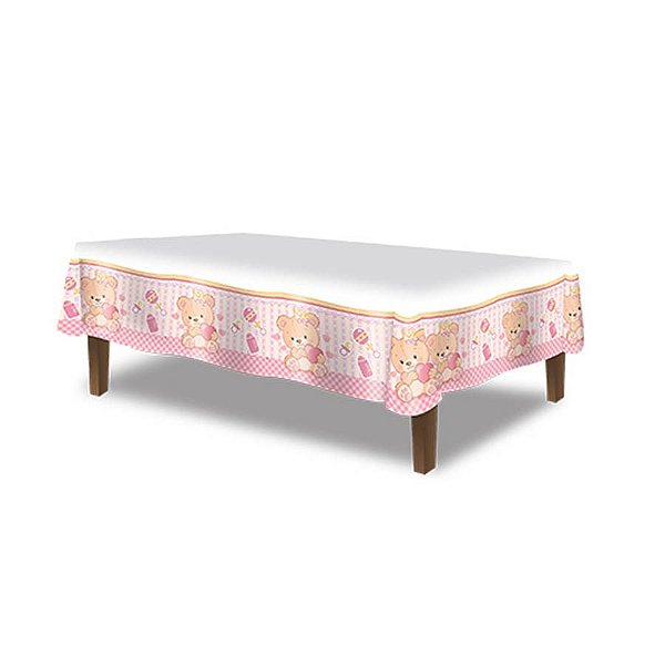 Toalha de Mesa Principal Baby Ursinha Menina