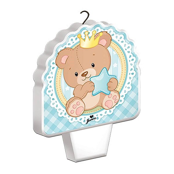 Vela Plana Baby Ursinho Menino