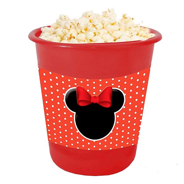 Festa Minnie Vermelha - Adesivo para Balde de Pipoca 12x8cm Minnie Vermelha - 03 Un