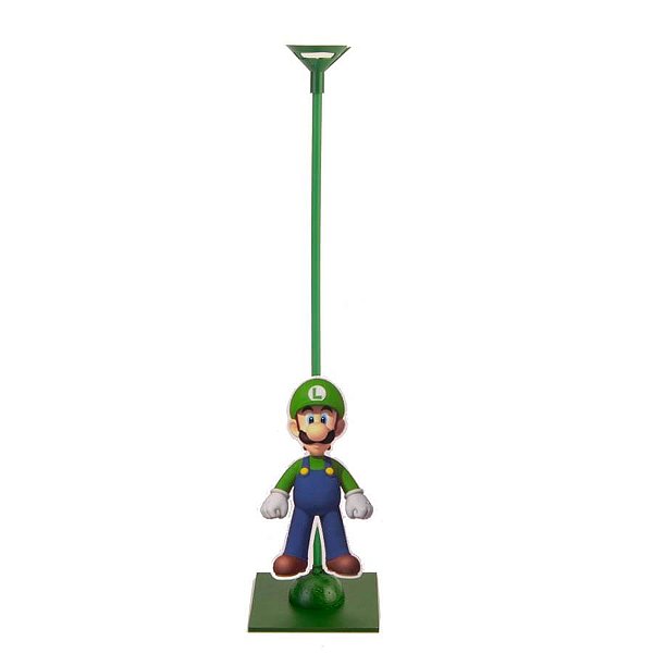 Festa Super Mário - Enfeite de Mesa Porta Balão Super Mario Bros - Luigi
