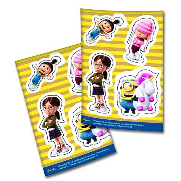 Festa Minions - Adesivo Sortido Meu Malvado Favorito 3 04 cartelas