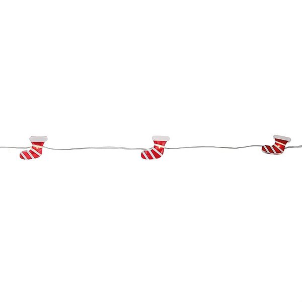 Pisca Pisca com 20 Leds Meias Branca Quente Cordão Incolor 2,03m 2 Pilha AA