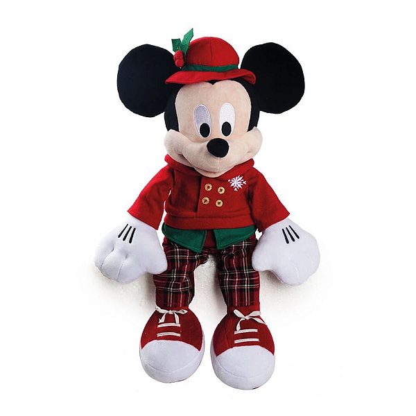 Natal Disney - Mickey Roupa Xadrez Vermelho e Verde 30cm