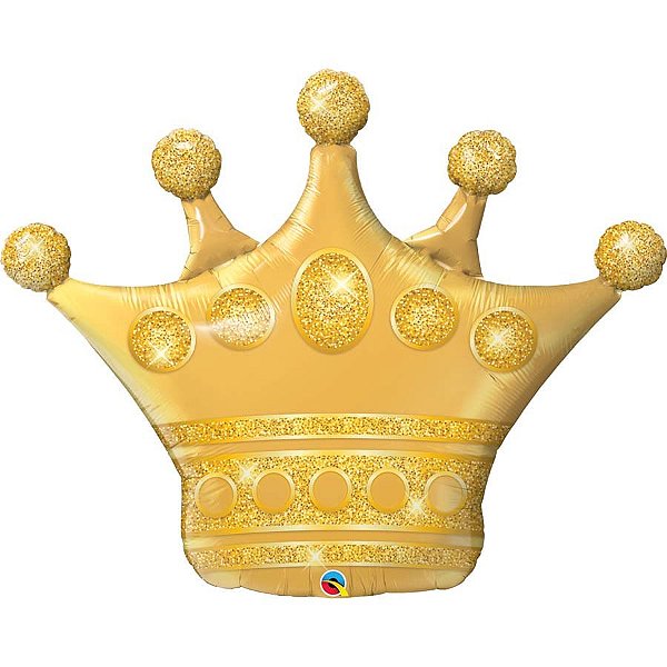 Balão Metalizado Qualatéx 1 Metro Super Shape - Coroa Dourada