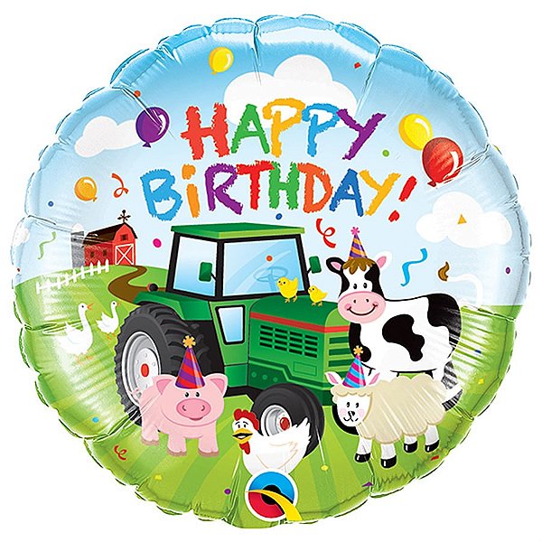 Festa Fazendinha Baby - Balão Metalizado Qualatéx 45cm Redondo - Parabéns na Fazenda