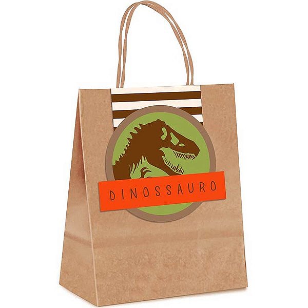 Festa Dinossauros - Sacola com Fechamento P 10 Un