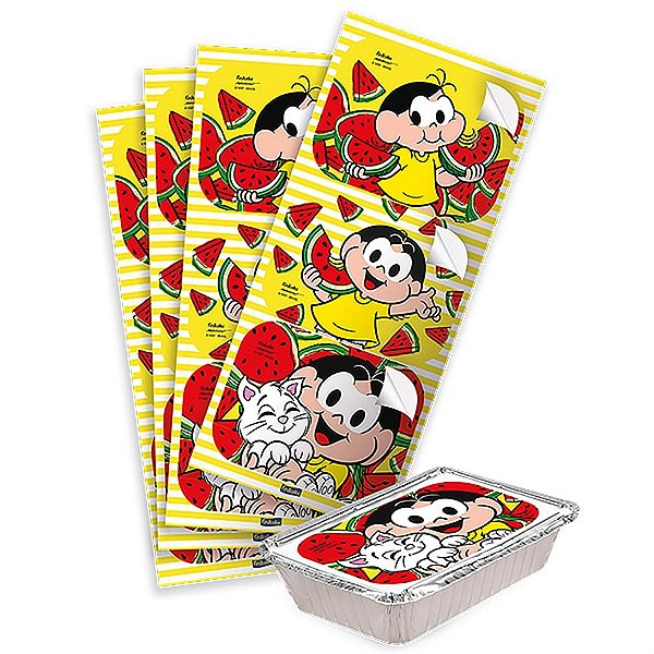 Festa Magali Melancia - Adesivo Retangular Magali Melancia - 04 cartelas