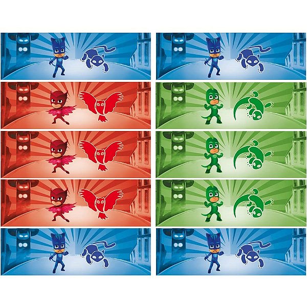 Festa PJ Masks - Adesivo Especial Retangular PJ Masks - 20 Un