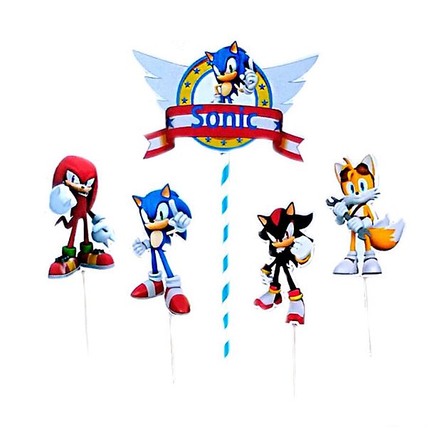 Festa Sonic - Enfeite para Topo de Bolo Sonic - 03 Un