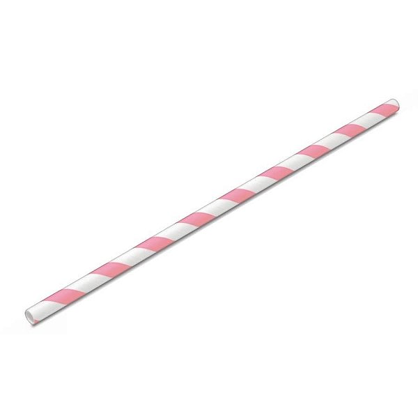 Canudo de Papel Listrado Rosa Bebê - 20 unidades