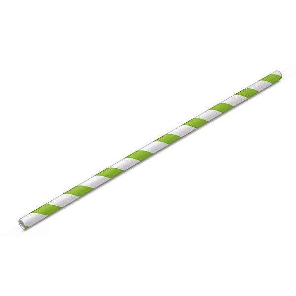 Canudo de Papel Listrado Verde Limão - 20 unidades