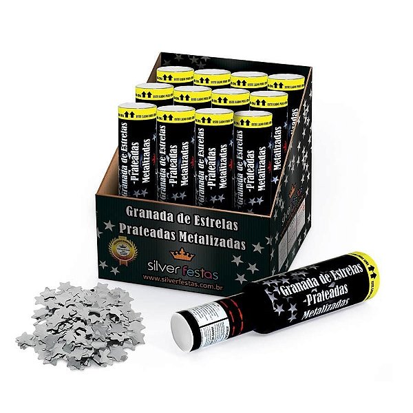 Lança Confete Chuva de Estrelas Prateadas 30cm