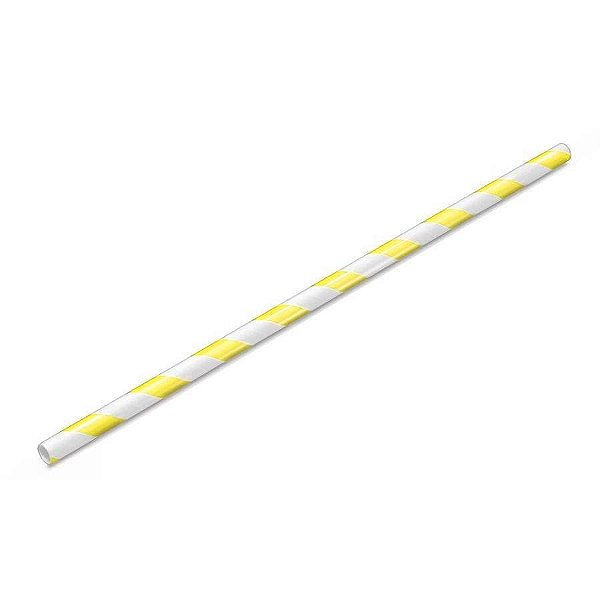 Canudo de Papel Listrado Amarelo - 20 unidades