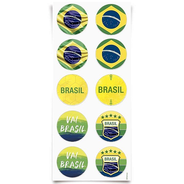 Brasil - Adesivo Redondo 30 Un