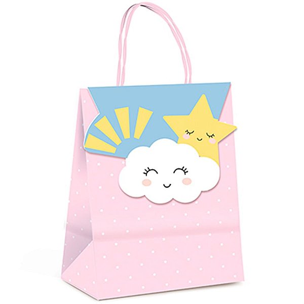 Festa Chuva de Amor - Sacola de Papel com Fechamento Rosa 10 Un