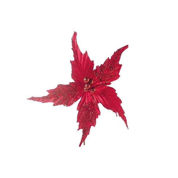 Poinsettia de Veludo Vermelho - 1 Un