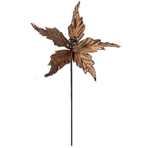 Flores Cabo Longo - Poinsetia de Veludo Cobre (63x9cm)