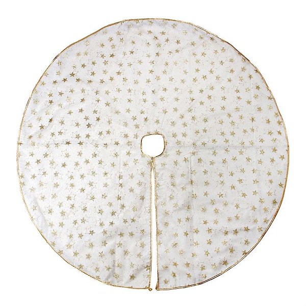 Saia Estrelas Branco e Ouro 70cm