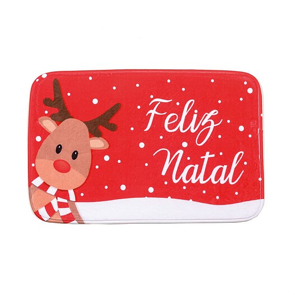 Tapete com Rena e Feliz Natal Vermelho