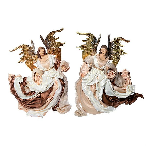 Anjos com Asas Marfim e Marfim (Sagrada Família em Tecido) - 2 Un