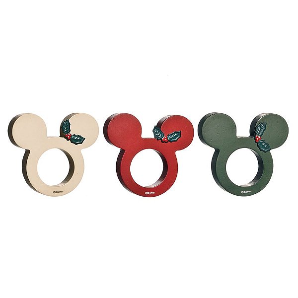 Natal Disney - Argola de Guardanapo Mickey Colorido - 3 Peças
