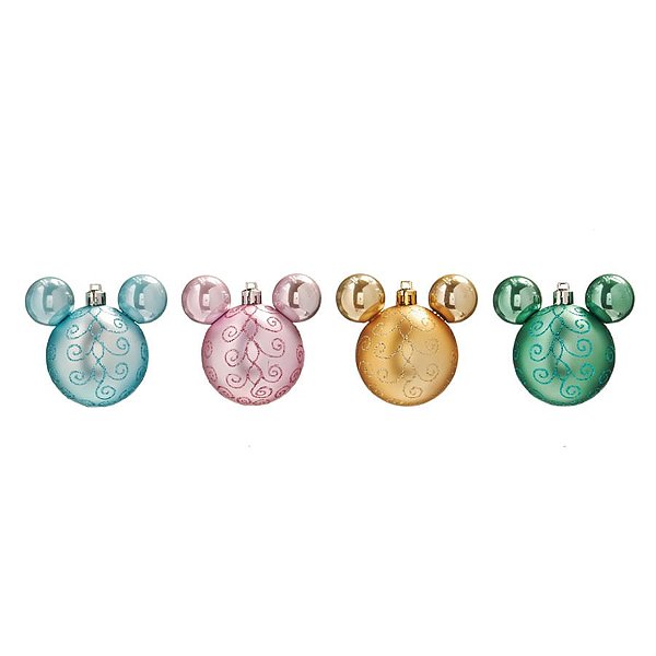 Natal Disney - Bola Arabesco 6 Verde de Cor 6cm - 6 Un