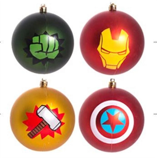 Bola de Natal Avengers Colorido 6cm - 6 Un
