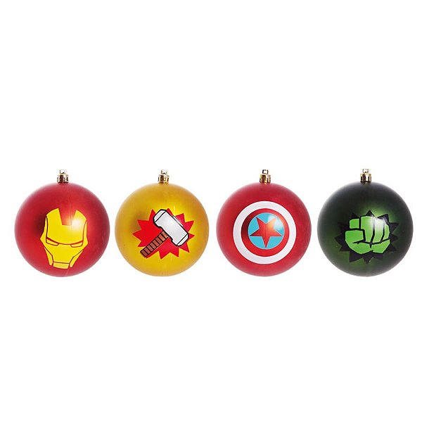 Bola de Natal Avengers Colorido 8cm - 4 Un