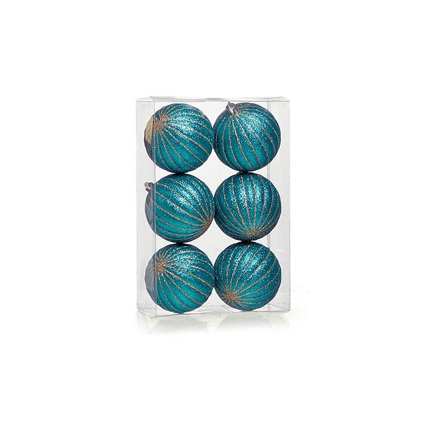 Bola com Listras Azul Turquesa 8 cm