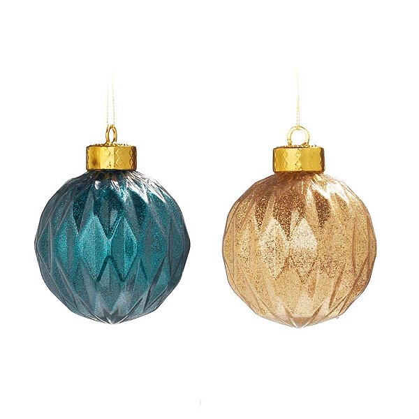 Bola de Natal Verde Musgo / Ouro 8cm (Bolas) - 4 Peças