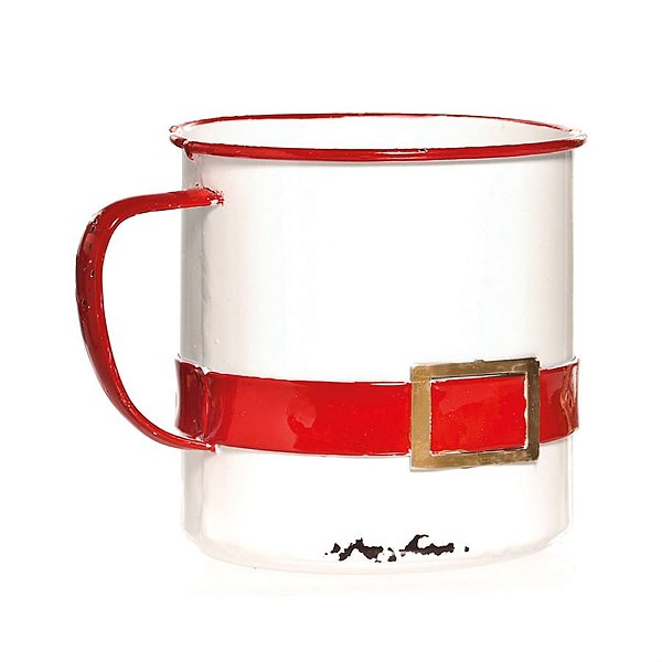 Caneca Noel em Metal Vermelho e Branca (Farm House)  - 1 Unidade