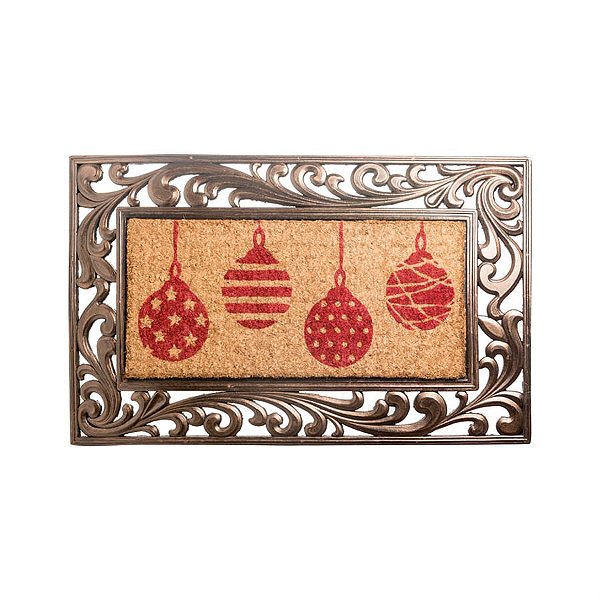 Capacho de Natal Bem Vindo com Borda Vermelho (Capachos Natalinos) - 1 Unidade