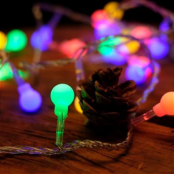 Pisca Pisca com 100 Leds Colorido Cordão Incolor 6m 120V