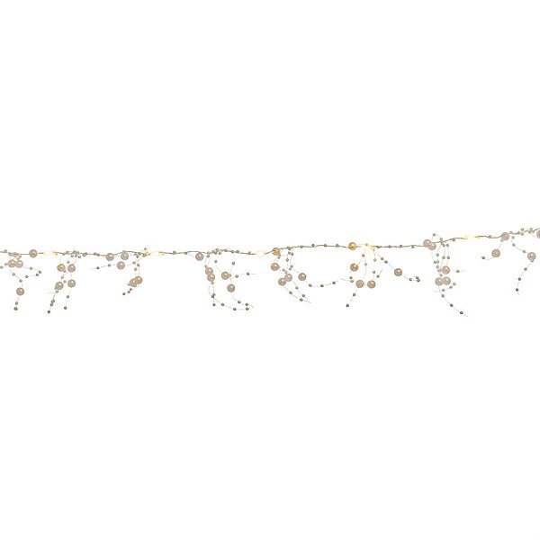 Pisca Pisca com Perolas 20 Leds Branca Quente Cordão Incolor 2,03m 3 Pilha AA