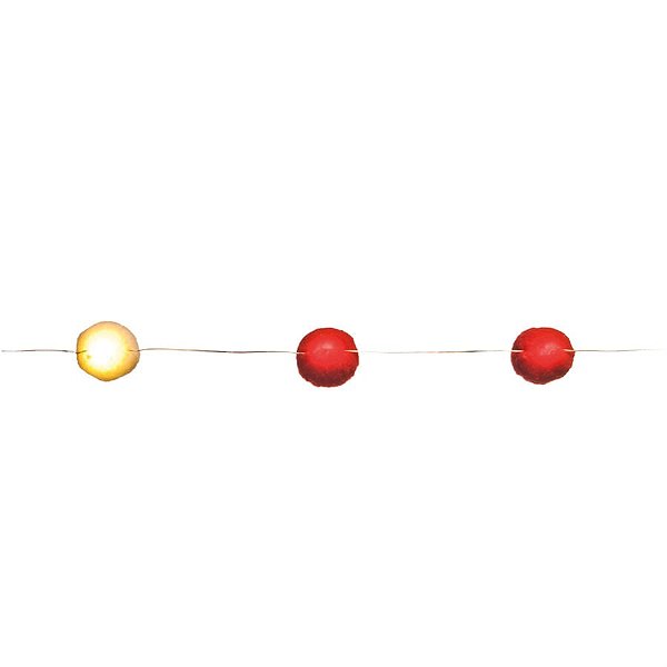 Pisca Pisca  com 15 Leds Pompons Vermelho 1,65cm 2 Pilha AA - 1 Un