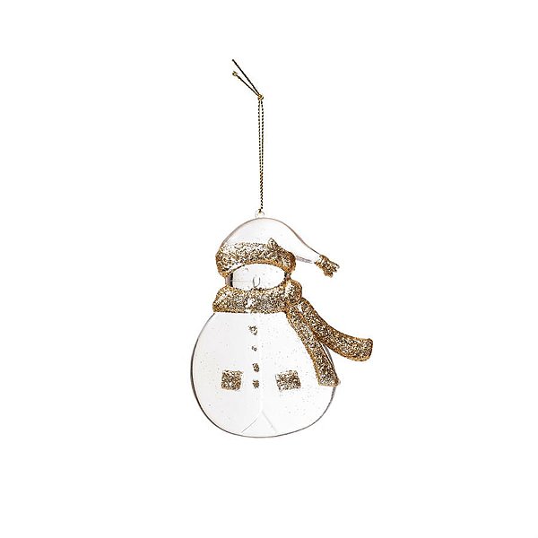 Enfeite para Pendurar - Boneco de Neve Incolor e Ouro - 3 Un