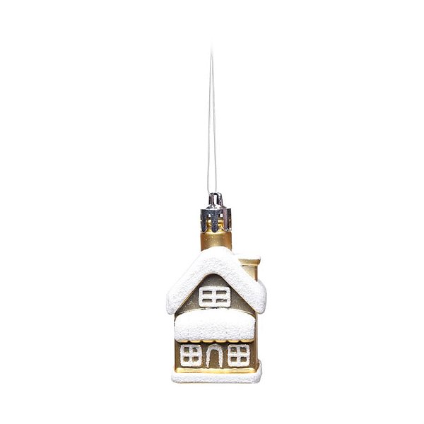 Enfeite para Pendurar - Casa Ouro e Branco - 3 Un