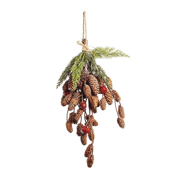 Enfeite para Pendurar com Pinhas Verde Claro e Marrom (Chalé)