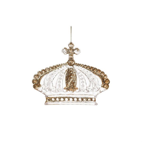 Enfeite para Pendurar - Coroa Incolor e Ouro