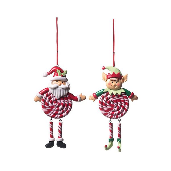 Enfeite para Pendurar Noel e Elfo Vermelho (Sweet Sugar) - 6 Jogos com 2 Peças
