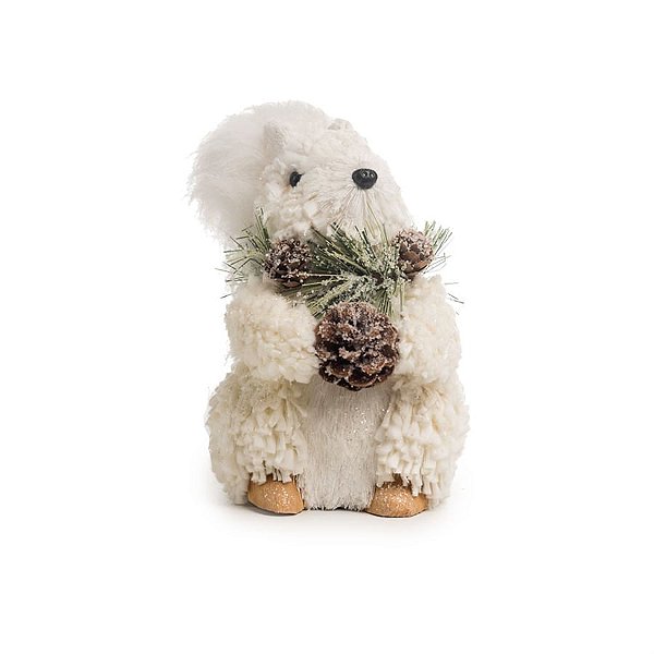 Esquilo Felpudo com Pinha Branco (Cairo)