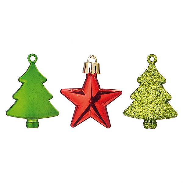 Estrelas para Pendurar Vermelho e Verde 5 cm