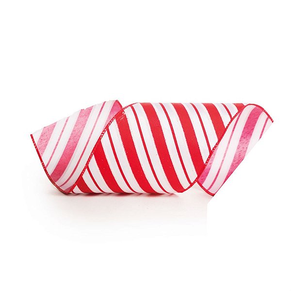 Fita de Natal com Listras Vermelho e Branco 10cm (Sweet Sugar) - 3 Un