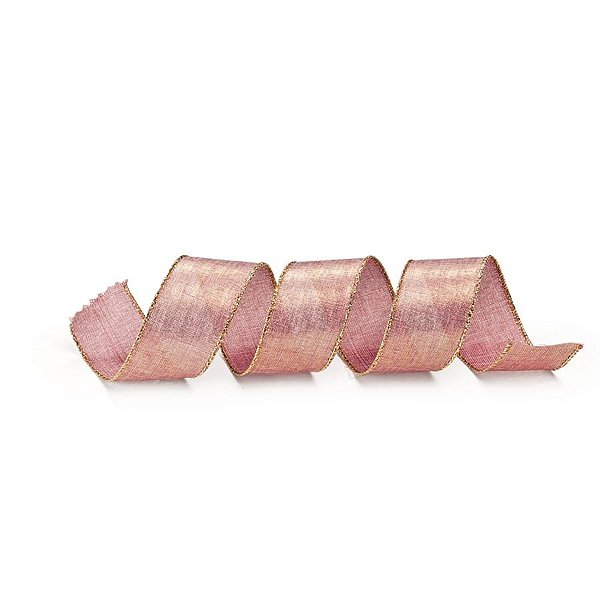 Fita de Natal Rosê Gold e Ouro 3,8cm