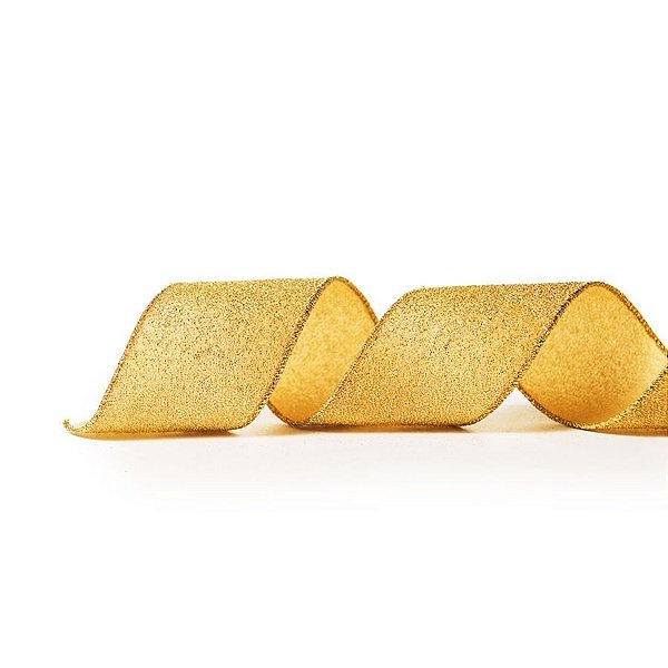 Fita de Natal Glitter Ouro 6,3cm (Fita para Presente) - 1 Un