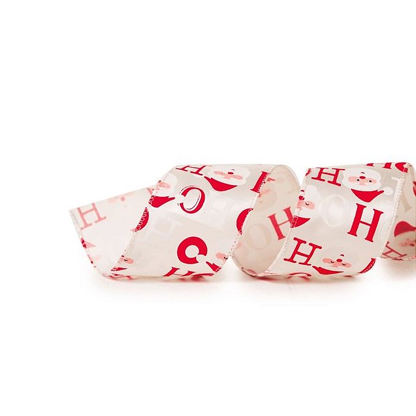 Fita de Natal Noel e Hohoho Vermelho e Branco 6,3cm - 1 Un