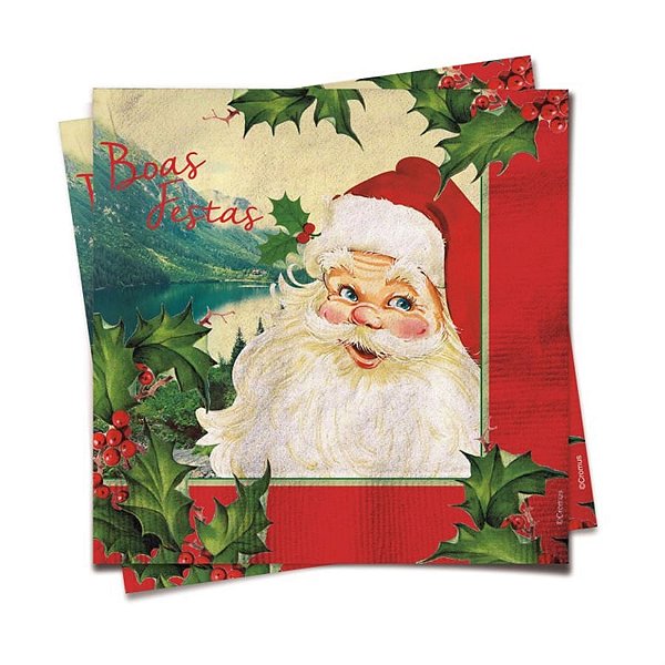 Guardanapo de Natal Boas Festas 32,5X32,5cm (Guardanapo de Natal s) com 20 Folhas